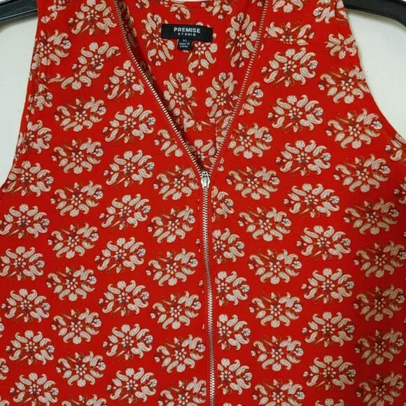 XL SHIRT Premise Studio Sleeveless Red/Cream Shirt XL - Picture 3 of 6